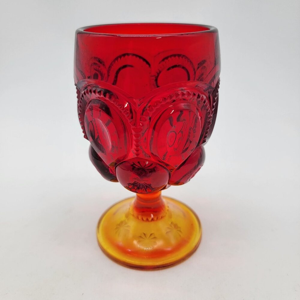 LE Smith Amberina Sunset Moon & Stars Glass Goblet Vintage Collectible Decor - Picture 3 of 6